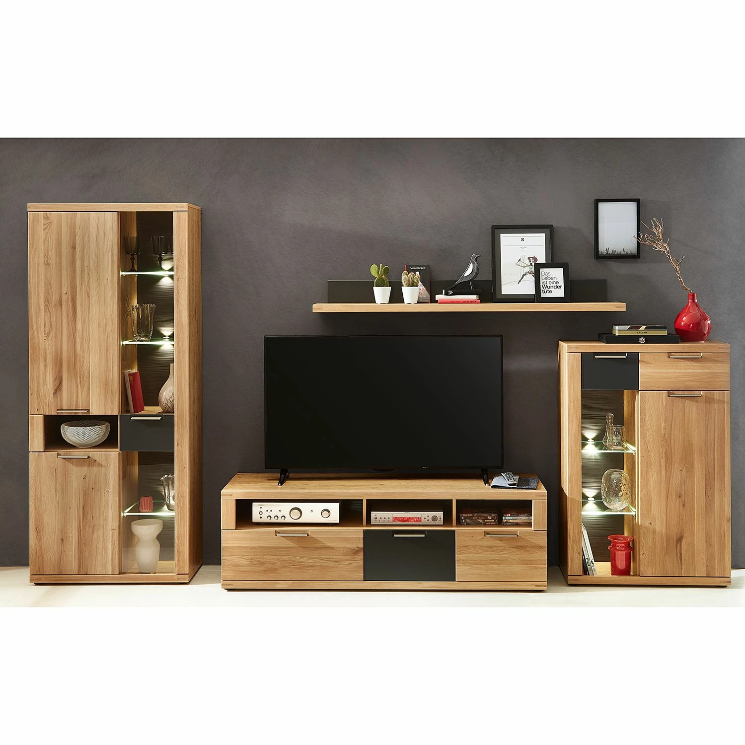 Naturoo Ensemble de meubles Macoun (4 éléments) - Avec éclairage - Partiellement en chêne sauvage massif 3 Naturoo Ensemble de meubles Macoun (4 éléments) - Avec éclairage - Partiellement en chêne sauvage massif