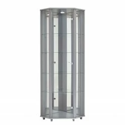 Fredriks Vitrine d'angle Amalia I - Éclairage inclus - Imitation hêtre - Argenté