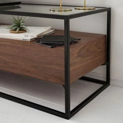 Studio Copenhagen Meuble TV Rizzo - Matériau dérivé du bois / Verre - noir / imitation noyer -loftscape Boutique 1000123450 190328 11102900028 GALLERYIMAGES P000000001000123450