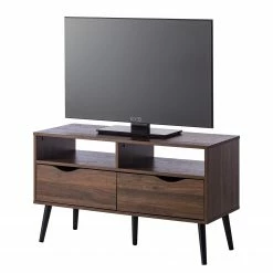 Mørteens Meuble TV Gjora II - Partiellement en hévéa massif - Noyer