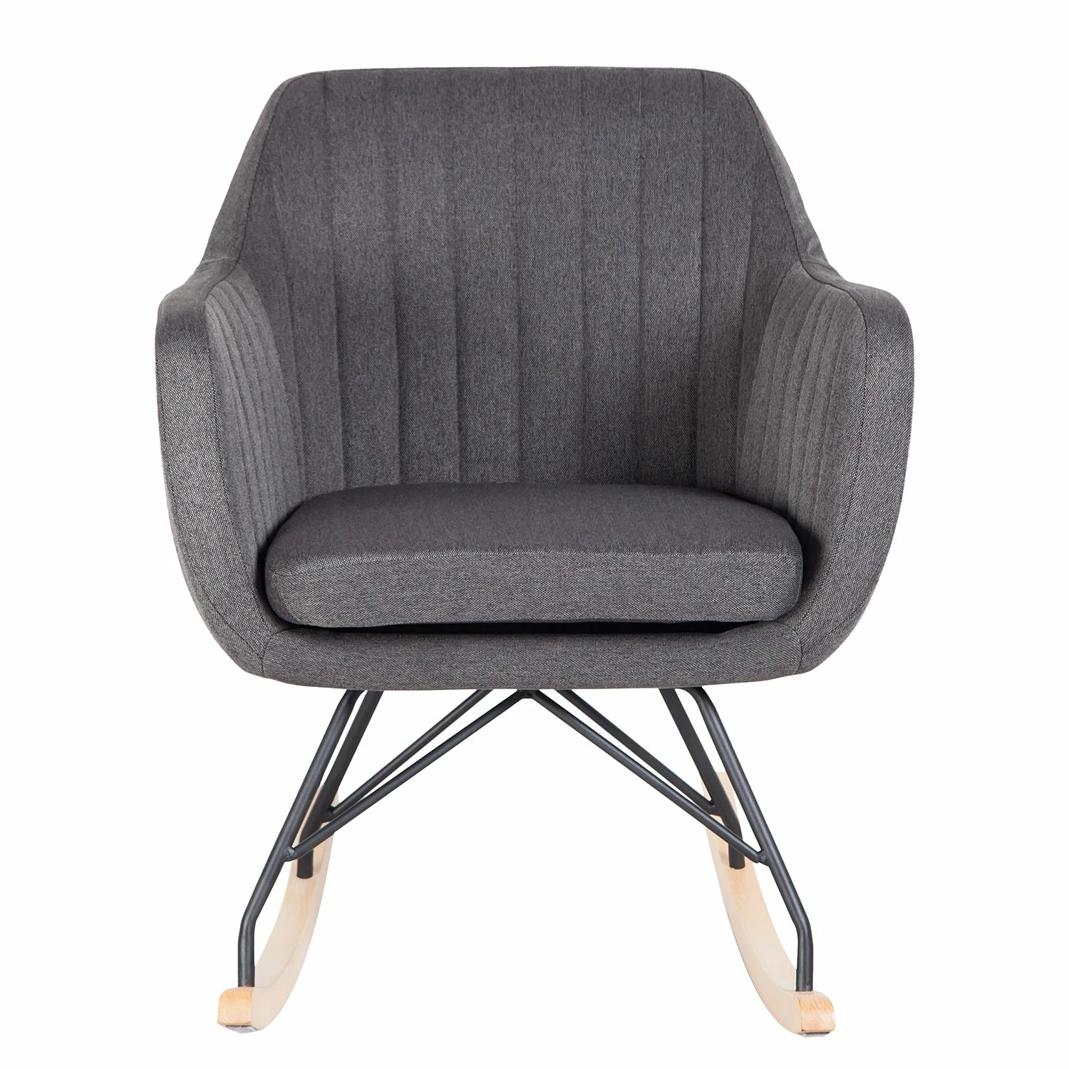 Mørteens Rocking chair Leedy - Tissu / Hêtre massif - Gris foncé / Hêtre 5 Mørteens Rocking chair Leedy - Tissu / Hêtre massif - Gris foncé / Hêtre – Image 3