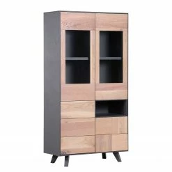 Norrwood Vitrine Colfax - Partiellement en chêne massif - chêne / Gris