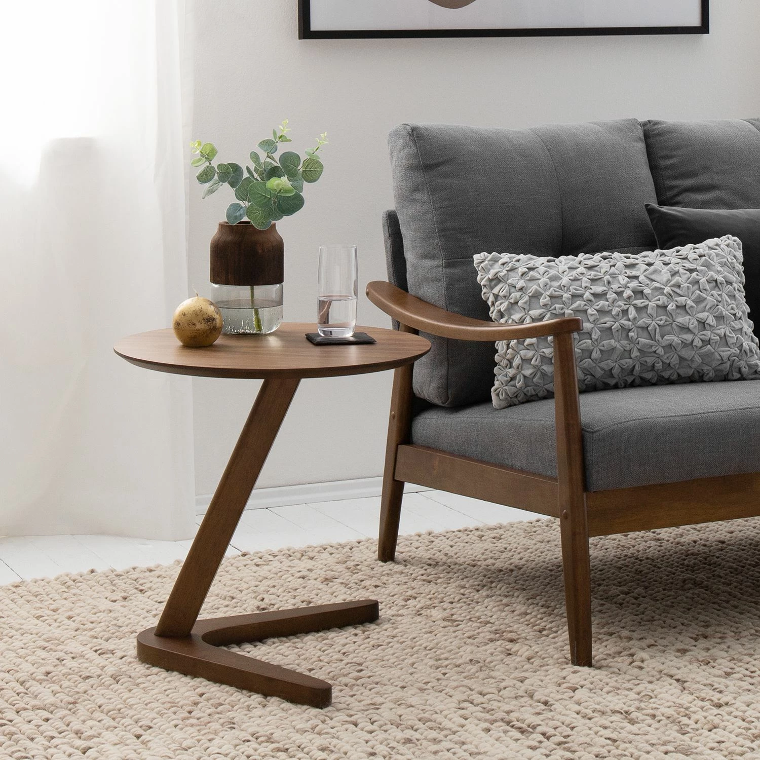 Mørteens Bout de canapé Chicky - Partiellement en hévéa massif - Placage noyer véritable 4 Mørteens Bout de canapé Chicky - Partiellement en hévéa massif - Placage noyer véritable – Image 2