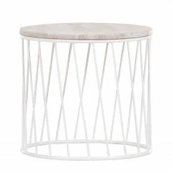 Norrwood Table d'appoint Gabiarra III - Acacia massif / Fer - Manguier clair / Blanc