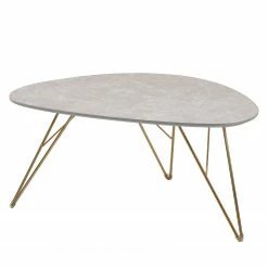 Jack & Alice Table basse Sherry II - Imitation marbre gris clair / Doré