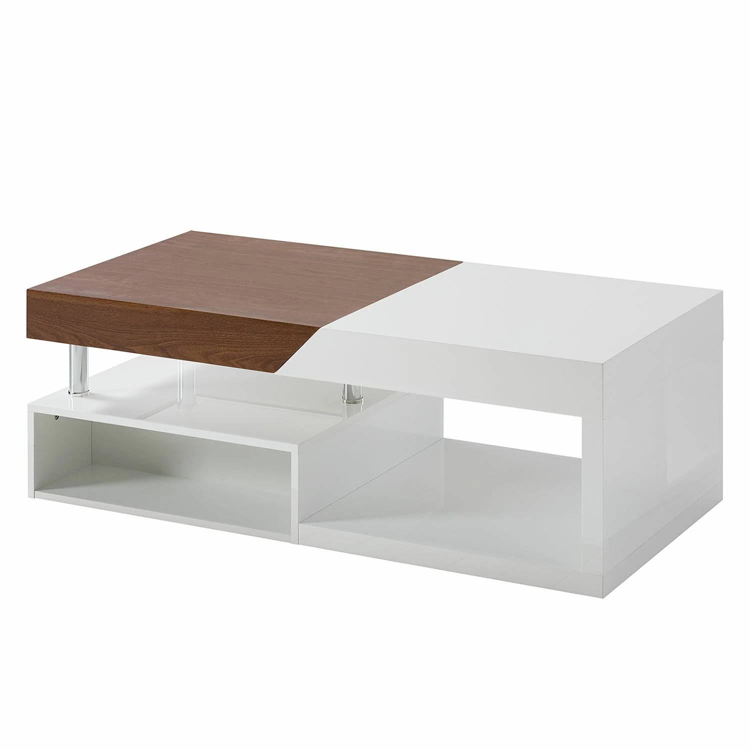 Fredriks Table basse Smithers - Imitation noyer / Blanc brillant 9 Fredriks Table basse Smithers - Imitation noyer / Blanc brillant – Image 7