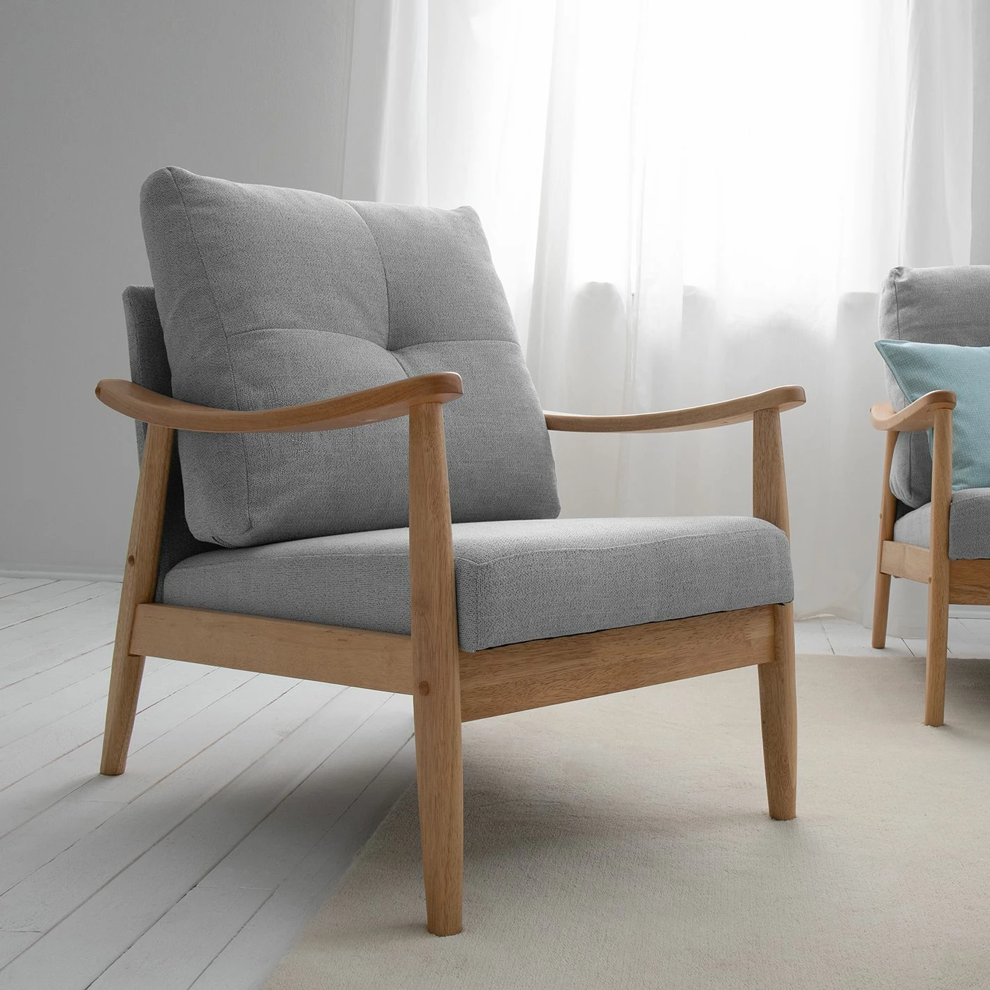 Mørteens Fauteuil Benson II - Tissu - Gris clair 9 Mørteens Fauteuil Benson II - Tissu - Gris clair – Image 7