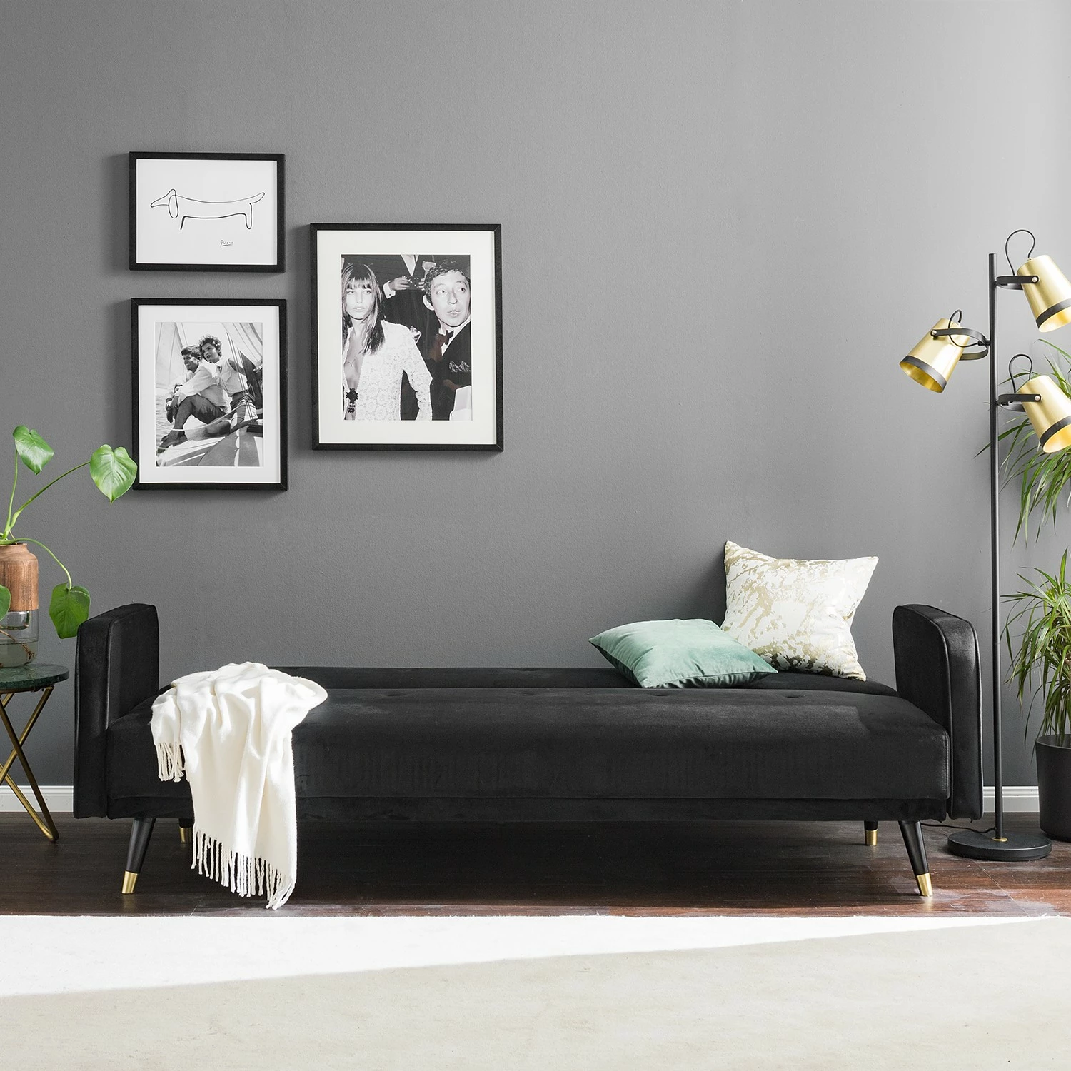 Jack & Alice Canapé convertible Daru I - Velours - Noir 17 Jack & Alice Canapé convertible Daru I - Velours - Noir – Image 15