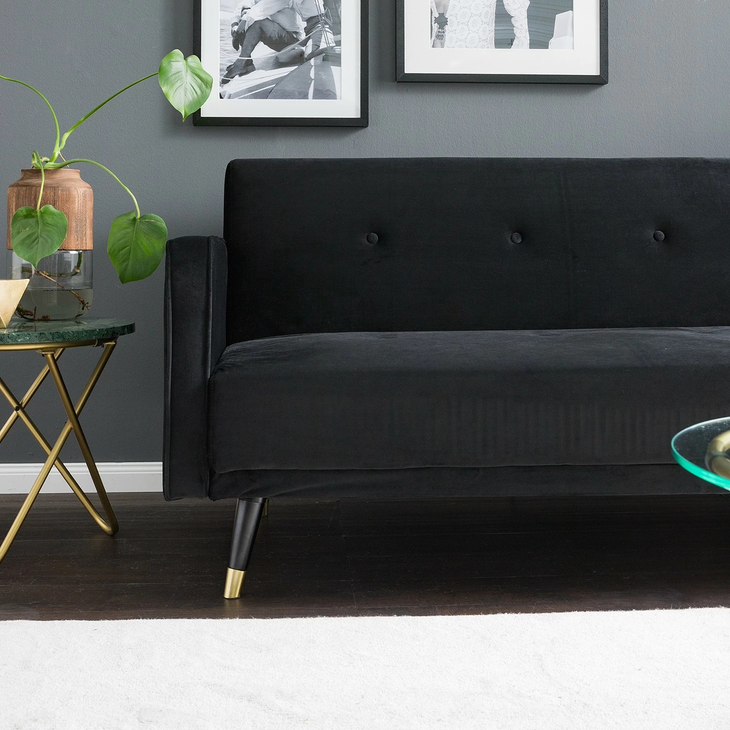 Jack & Alice Canapé convertible Daru I - Velours - Noir 20 Jack & Alice Canapé convertible Daru I - Velours - Noir – Image 18