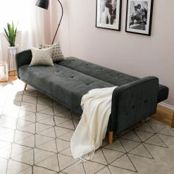 Jack & Alice Canapé convertible Daru - Velours - Velours Niks: Ardoise -loftscape Boutique 1000127757 200514 14352000044 DETAILS P000000001000127757