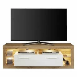 Trendteam Meuble TV Rock - Blanc brillant / Imitation chêne de Wotan - Largeur : 150 cm 9 Trendteam Meuble TV Rock - Blanc brillant / Imitation chêne de Wotan - Largeur : 150 cm -loftscape Boutique 1000128150 180905 10043632 GALLERYIMAGES P000000001000128150