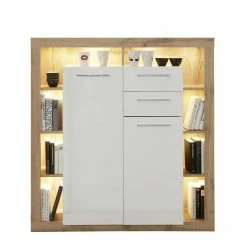 Trendteam Buffet haut Rock - Blanc brillant / Imitation chêne de Wotan -loftscape Boutique 1000128163 180905 10043849 GALLERYIMAGES P000000001000128163