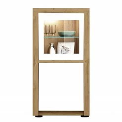 Fredriks Vitrine Bunnell II - Blanc brillant / Imitation chêne
