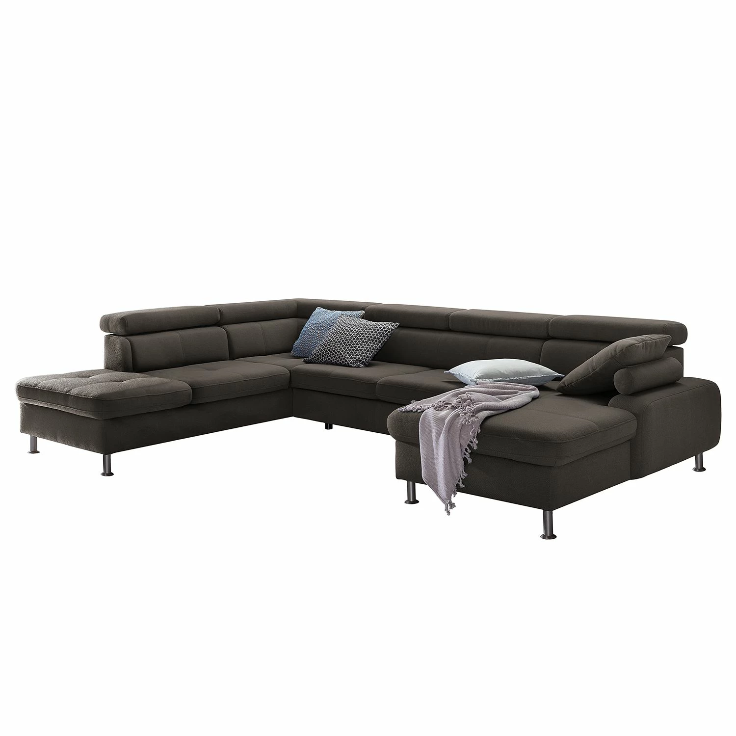 Loftscape Canapé panoramique Rivas - Marron - Méridienne courte à droite / longue à gauche (vue de face) - Sans fonction couchage 3 Loftscape Canapé panoramique Rivas - Marron - Méridienne courte à droite / longue à gauche (vue de face) - Sans fonction couchage