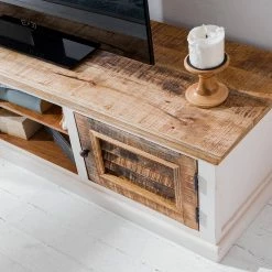 Maison Belfort Meuble TV Newhaven - Partiellement en manguier massif - Manguier / Blanc -loftscape Boutique 1000128941 200122 18404100012 DETAILS P000000001000128941