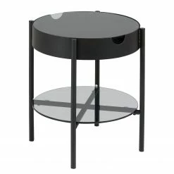 Norrwood Bout de canapé Myrberg II - Verre / Acier - Fumée / Noir