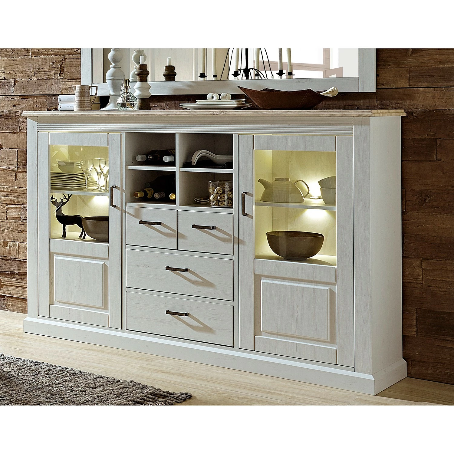 Ridgevalley Buffet haut Curzu II - Imitation chêne 4 Ridgevalley Buffet haut Curzu II - Imitation chêne – Image 2