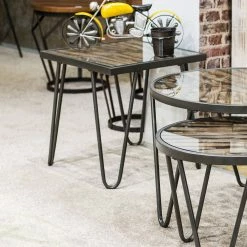 Red Living Bout de canapé Leuca II - Verre / Métal - Sapin / Noir -loftscape Boutique 1000132052 180920 08065411 MOOD GALLERYIMAGES P000000001000132052 mood