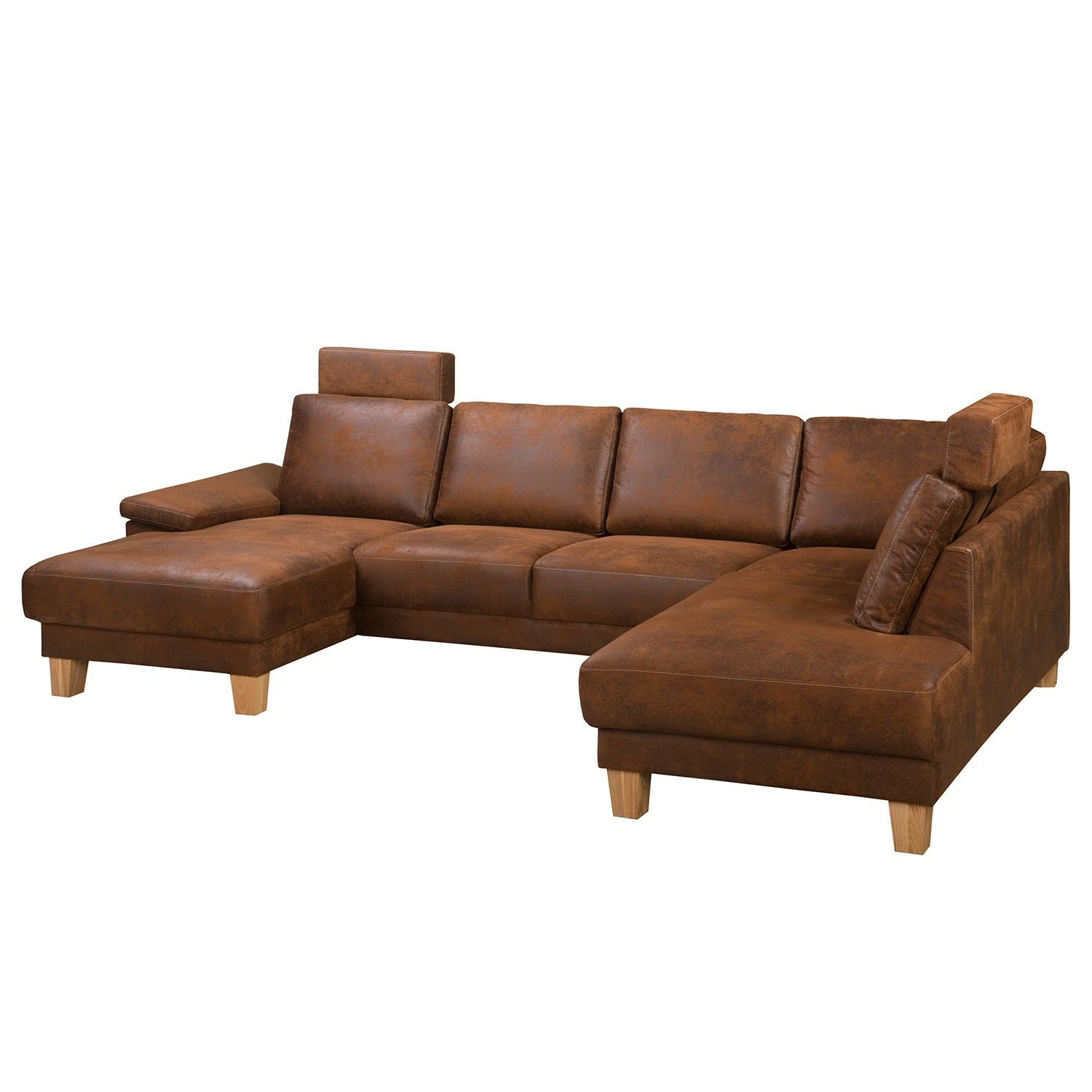 Ars Natura Canapé panoramique Alpine - Aspect cuir vieilli - Méridienne courte à gauche / longue à droite (vue de face) 8 Ars Natura Canapé panoramique Alpine - Aspect cuir vieilli - Méridienne courte à gauche / longue à droite (vue de face) – Image 6