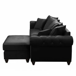 Jack & Alice Grand canapé Solita - Velours - Noir - Avec repose-pieds -loftscape Boutique 1000135699 181018 163051685 GALLERYIMAGES P000000001000135699