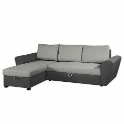 Loftscape Canapé d'angle Rufus - Tissu - Gris / Anthracite - Méridienne courte à gauche (vue de face)