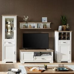 Ridgevalley Ensemble meubles TV Jasmund II (4 élém.) - Imitation pin blanc