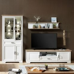 Ridgevalley Ensemble meubles TV Jasmund IV (3 élém.) - Imitation pin blanc