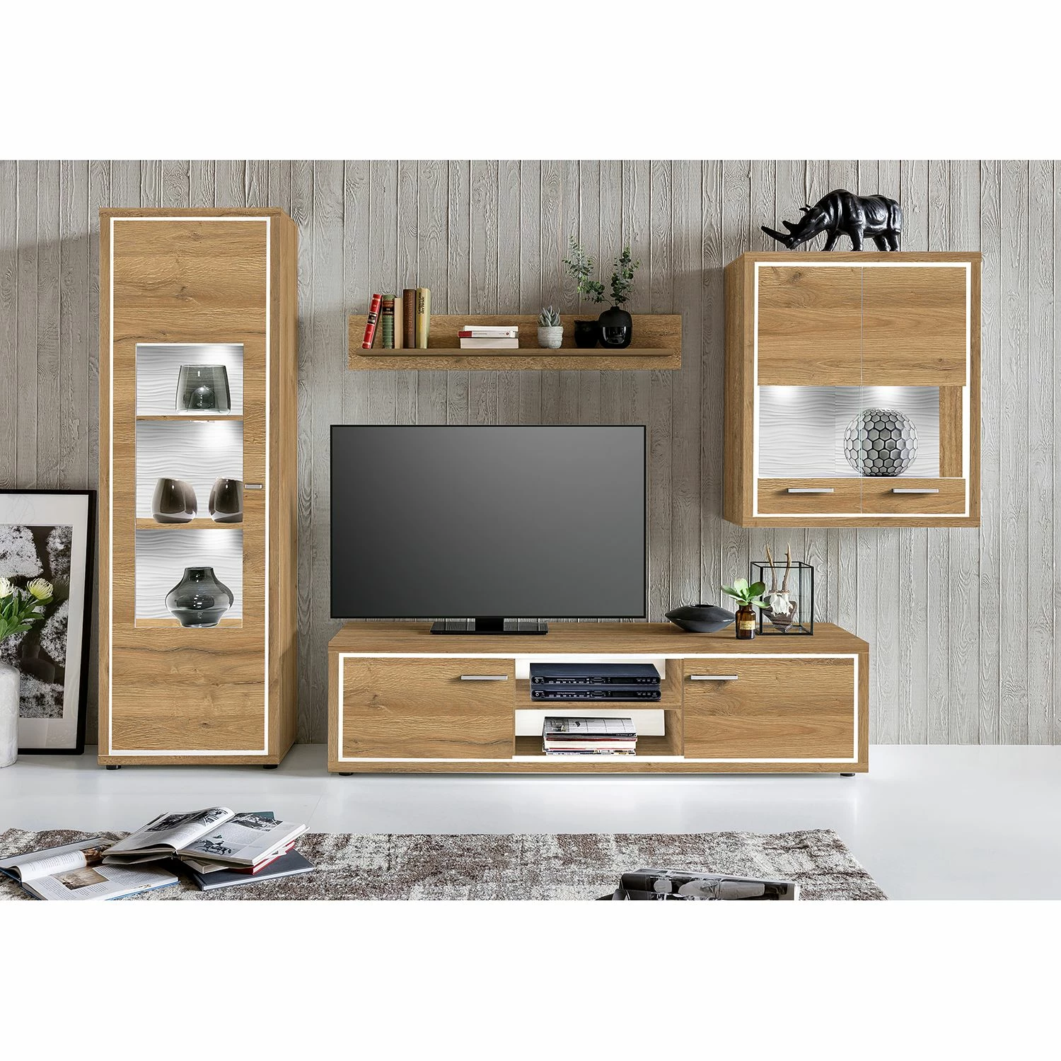 Loftscape Vitrine murale Hagby II - Imitation chêne 4 Loftscape Vitrine murale Hagby II - Imitation chêne – Image 2