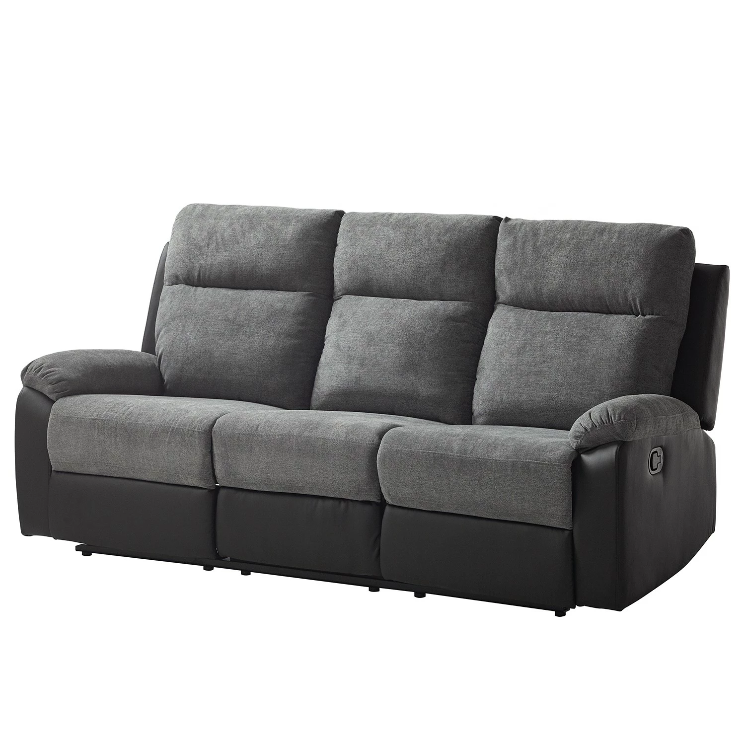 Loftscape Canapé relax Warmun (3 places) - Imitation cuir / Microfibre - Noir / Gris 3 Loftscape Canapé relax Warmun (3 places) - Imitation cuir / Microfibre - Noir / Gris