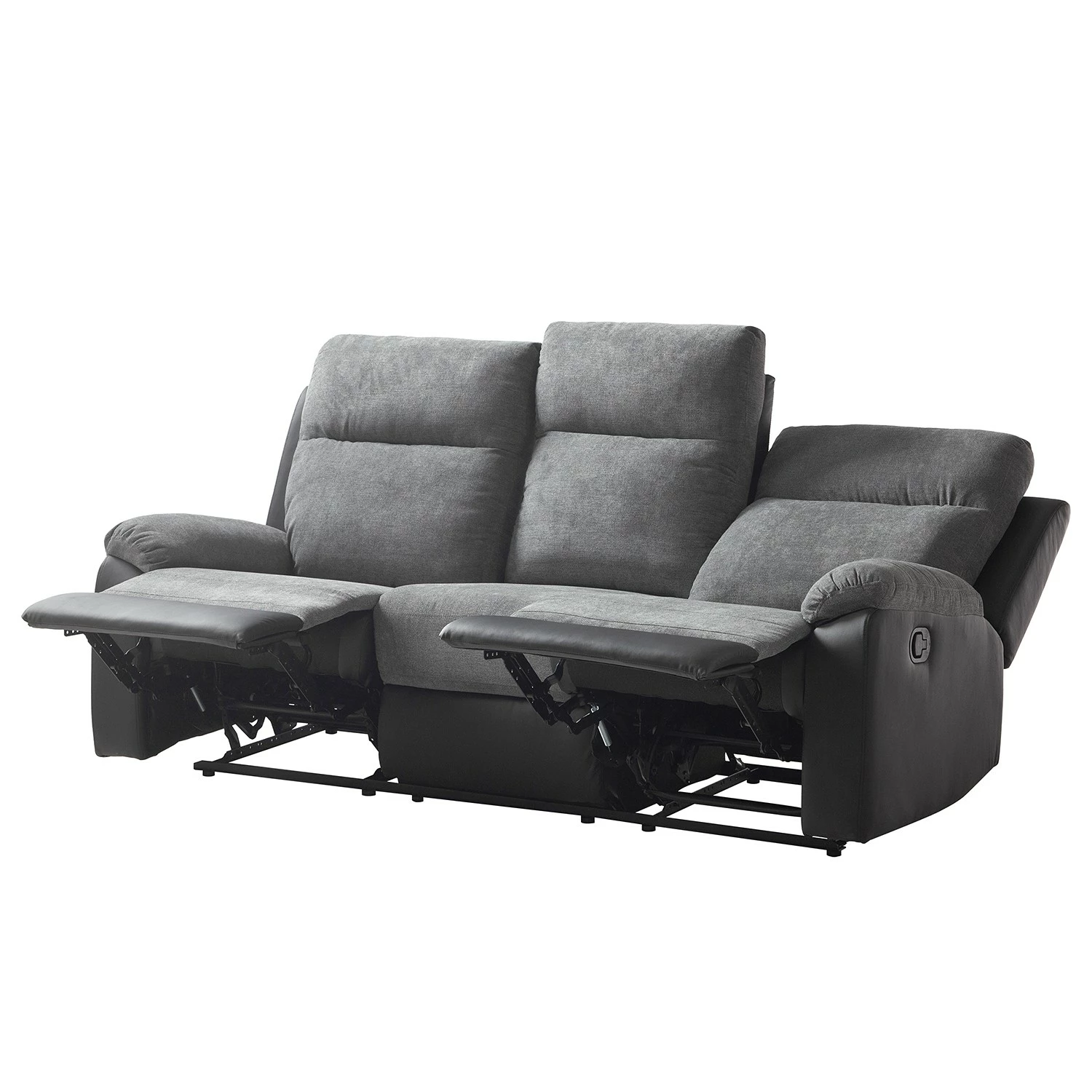 Loftscape Canapé relax Warmun (3 places) - Imitation cuir / Microfibre - Noir / Gris 8 Loftscape Canapé relax Warmun (3 places) - Imitation cuir / Microfibre - Noir / Gris – Image 6