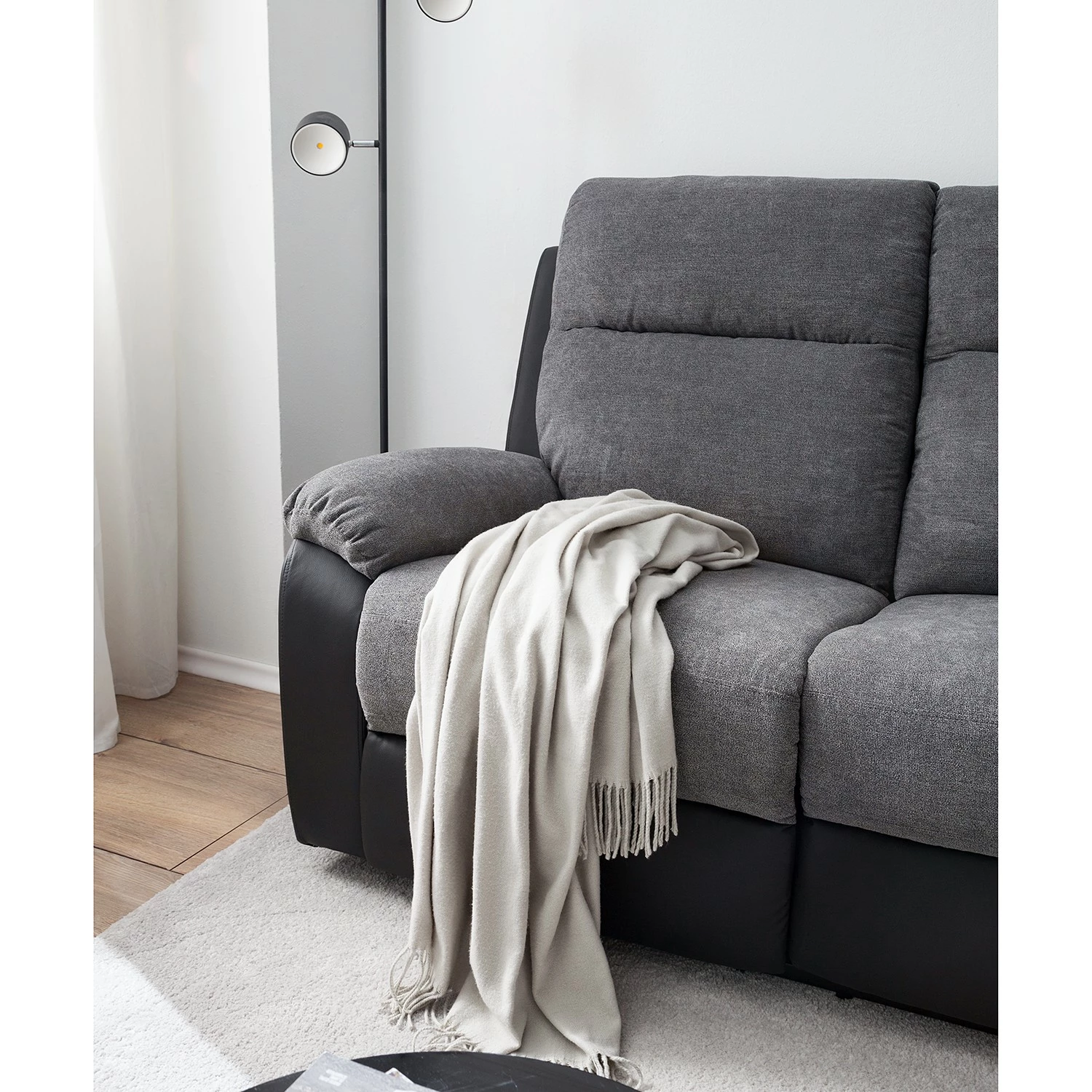 Loftscape Canapé relax Warmun (3 places) - Imitation cuir / Microfibre - Noir / Gris 13 Loftscape Canapé relax Warmun (3 places) - Imitation cuir / Microfibre - Noir / Gris – Image 11
