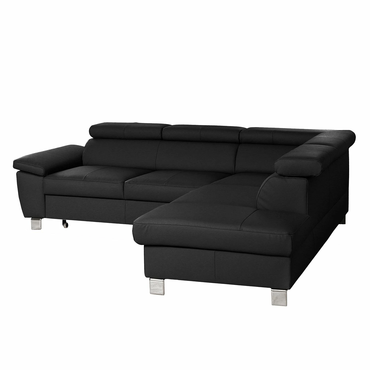 Loftscape Canapé d'angle Waal I - Cuir véritable / Imitation cuir - Noir - Méridienne longue à droite (vue de face) - Avec fonction couchage 7 Loftscape Canapé d'angle Waal I - Cuir véritable / Imitation cuir - Noir - Méridienne longue à droite (vue de face) - Avec fonction couchage – Image 5
