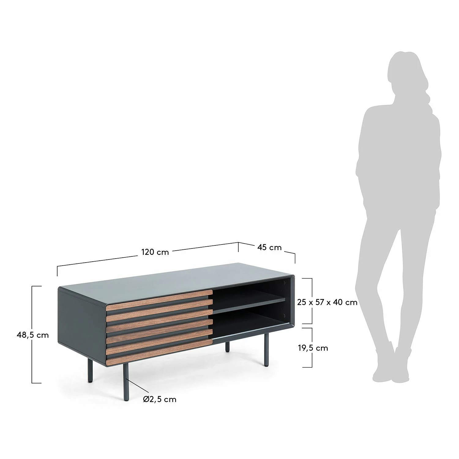Norrwood Meuble TV Kipra II - Noyer contreplaqué - Graphite 9 Norrwood Meuble TV Kipra II - Noyer contreplaqué - Graphite – Image 7