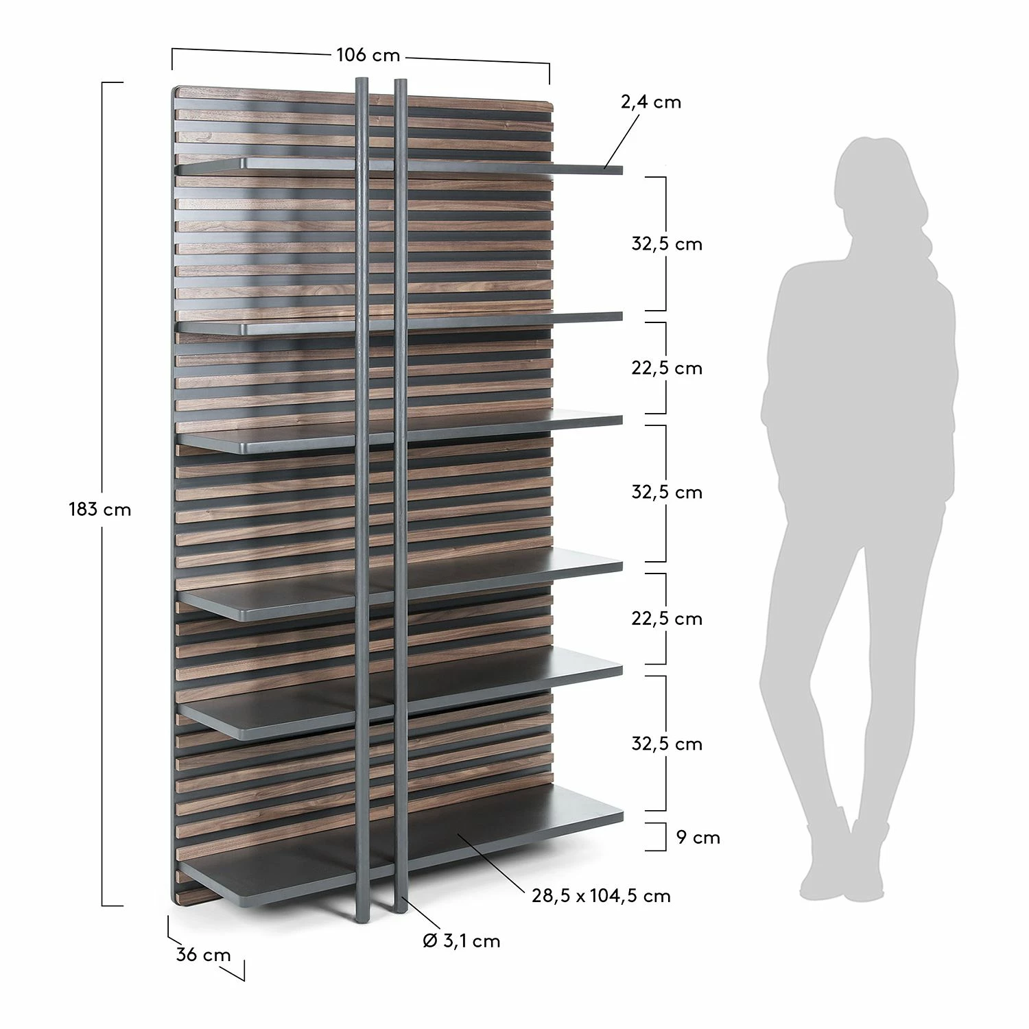 Norrwood Étagère Kipra - Noyer contreplaqué - Graphite 8 Norrwood Étagère Kipra - Noyer contreplaqué - Graphite – Image 6