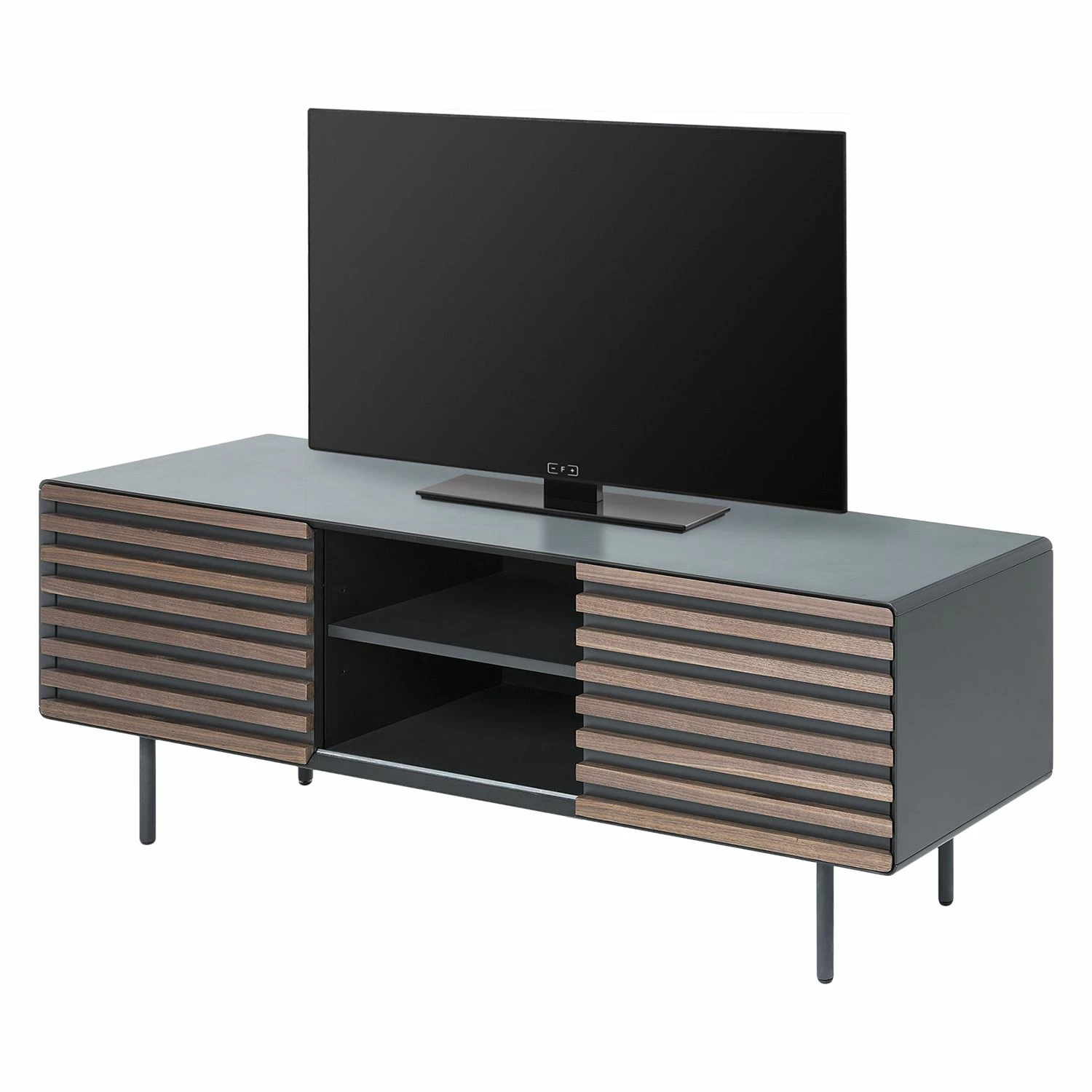 Norrwood Meuble TV Kipra I - Noyer contreplaqué - Graphite 3 Norrwood Meuble TV Kipra I - Noyer contreplaqué - Graphite