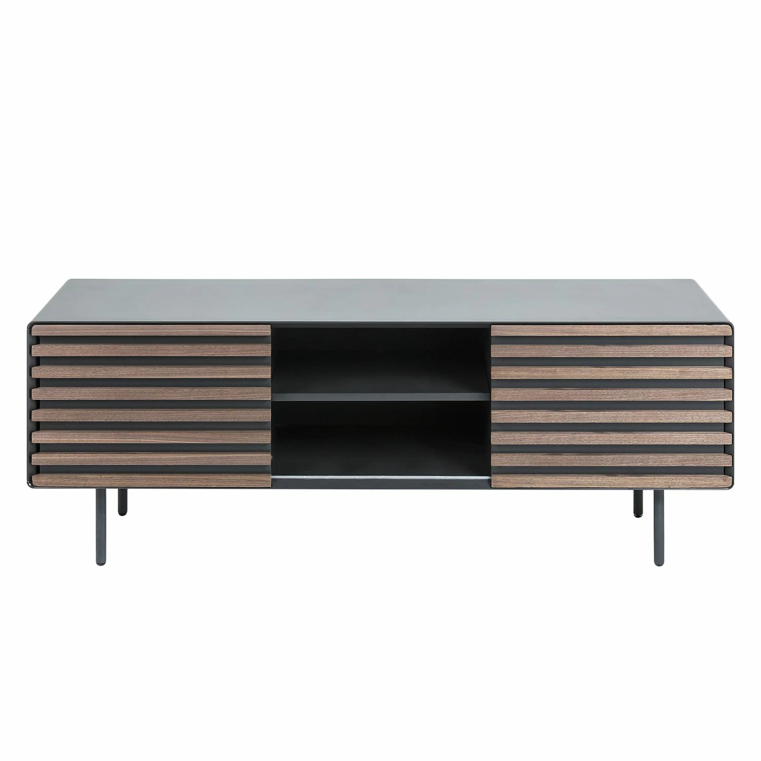 Norrwood Meuble TV Kipra I - Noyer contreplaqué - Graphite 6 Norrwood Meuble TV Kipra I - Noyer contreplaqué - Graphite – Image 4