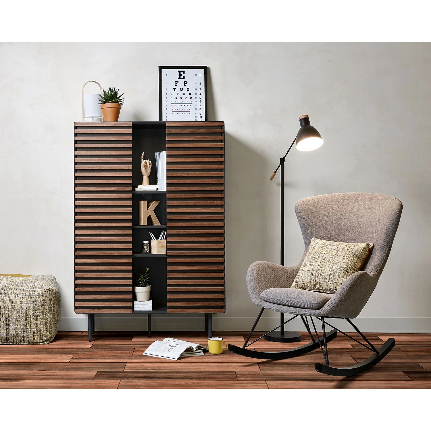 Norrwood Buffet haut Kipra - Noyer contreplaqué - Graphite 4 Norrwood Buffet haut Kipra - Noyer contreplaqué - Graphite – Image 2