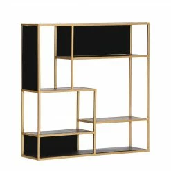 Jack & Alice Étagère Harbin I - Acacia massif - Acacia noir / Doré