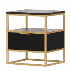 Jack & Alice Bout de canapé Harbin - Acacia massif - Acacia noir / Doré