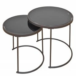 Red Living Bouts de canapé Varadouro (2 éléments) - Verre noir - Noir / Marron