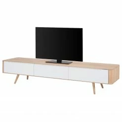 Studio Copenhagen Meuble TV Loca V - Partiellement en chêne sauvage massif - Chêne sauvage huilé clair - Largeur : 225 cm - Profondeur : 55 cm