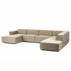 Canapé panoramique Kinx II - Velours - Velours Shyla: Beige - Méridienne courte à gauche / longue à droite (vue de face) -loftscape Boutique 1000155708 210323 15180500945 DETAILS P000000001000155708