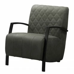Loftscape Fauteuil Richlands I - Cuir véritable - Gris foncé