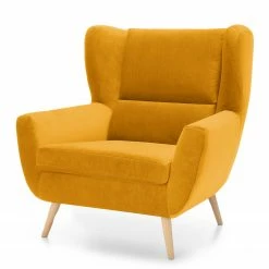 Norrwood Fauteuil Glenhaven - Velours - Jaune moutarde