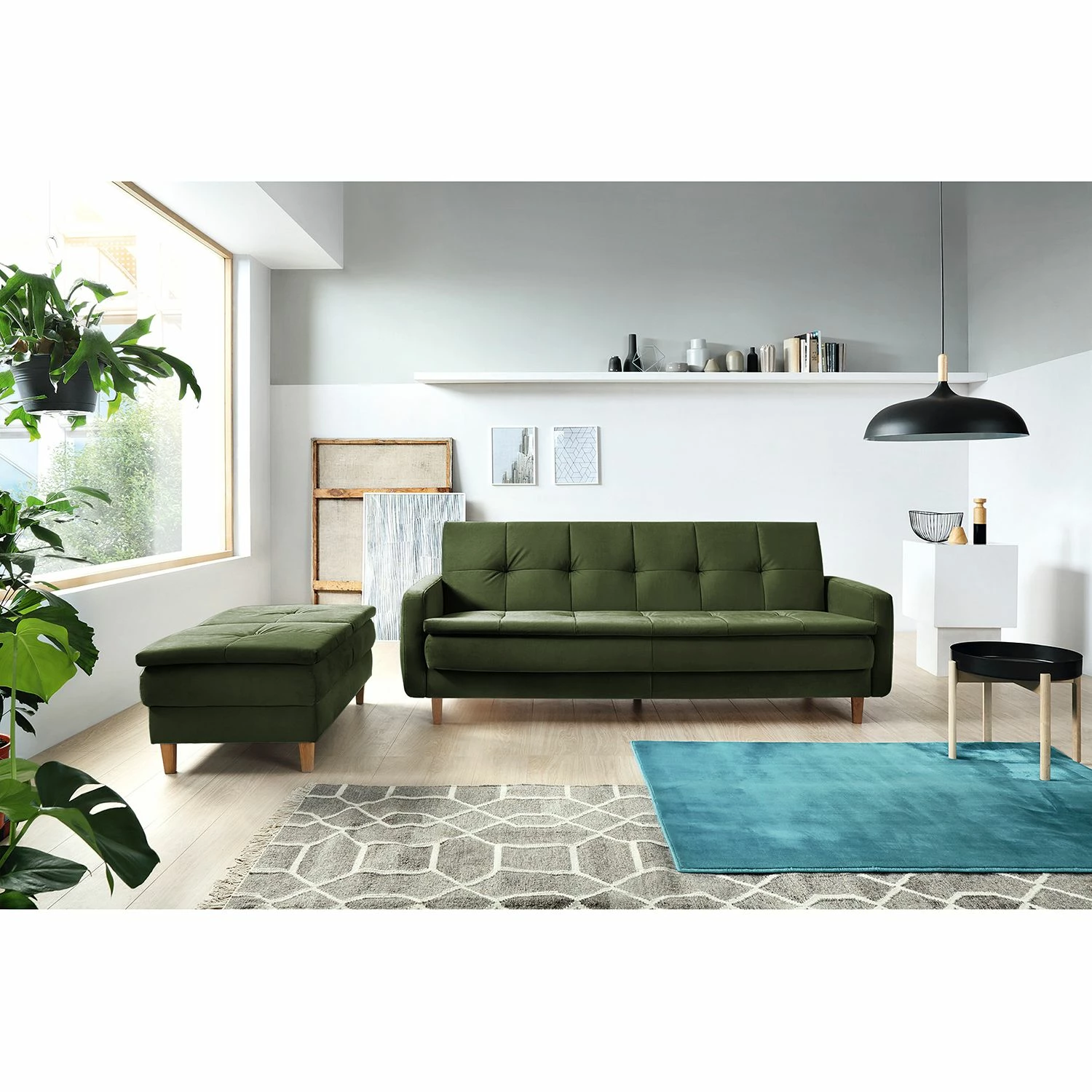 Loftscape Canapé convertible Pabna - Velours - Vert foncé - Aucun accessoire fourni 5 Loftscape Canapé convertible Pabna - Velours - Vert foncé - Aucun accessoire fourni – Image 3