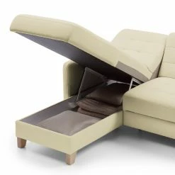 Loftscape Canapé d’angle Princesa - Cuir véritable - Blanc - Fonction couchage - Coffre de lit -loftscape Boutique 1000157545 190320 11584201857 GALLERYIMAGES P000000001000157545