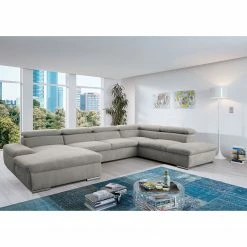 Loftscape Canapé panoramique Glenaire I - Tissu structuré - Gris clair - Méridienne courte à gauche / longue à droite (vue de face) - Fonction couchage (utilisation régulière) -loftscape Boutique 1000157807 190314 11252701019 MOOD GALLERYIMAGES P000000001000157807 mood