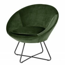 Jack & Alice Fauteuil design Eicken - Velours - Vert vieilli