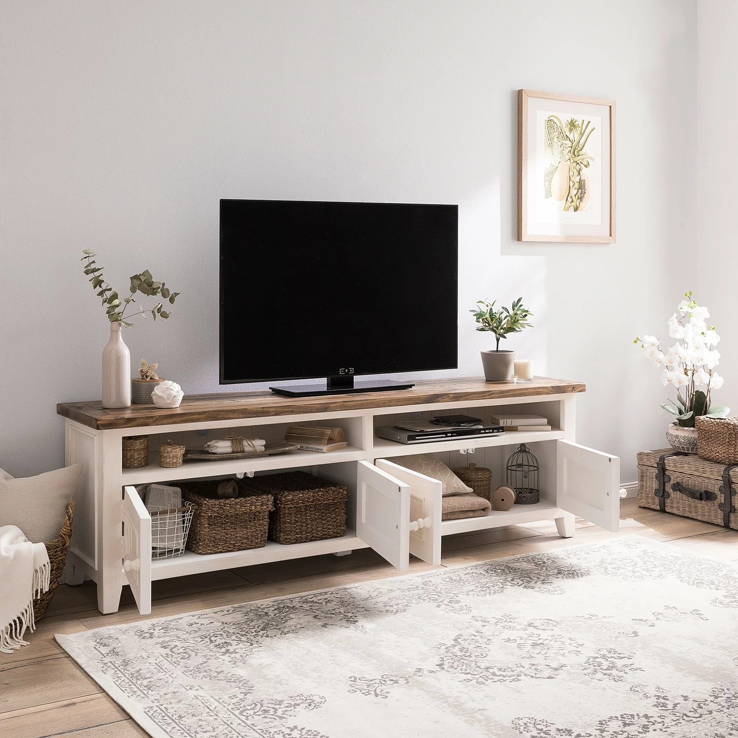 Maison Belfort Meuble TV Balignton - Pin massif - Pin blanc / Pin 5 Maison Belfort Meuble TV Balignton - Pin massif - Pin blanc / Pin – Image 3