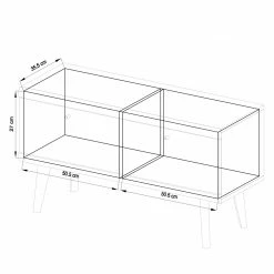 Norrwood Meuble TV Gyland I - Blanc matt / Imitation chêne Riviera -loftscape Boutique 1000164006 190307 08392200045 GALLERYIMAGES P000000001000164006